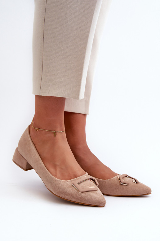 Žemakulniai pompos su dekoracija Eco Suede S.Barski KV27-034 Beige