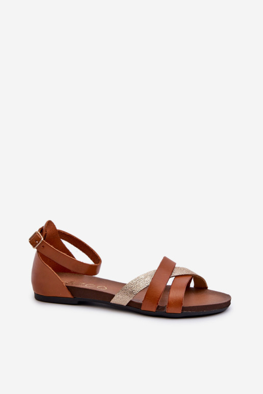 Zazoo 40225 rudi odiniai plokšti basutės