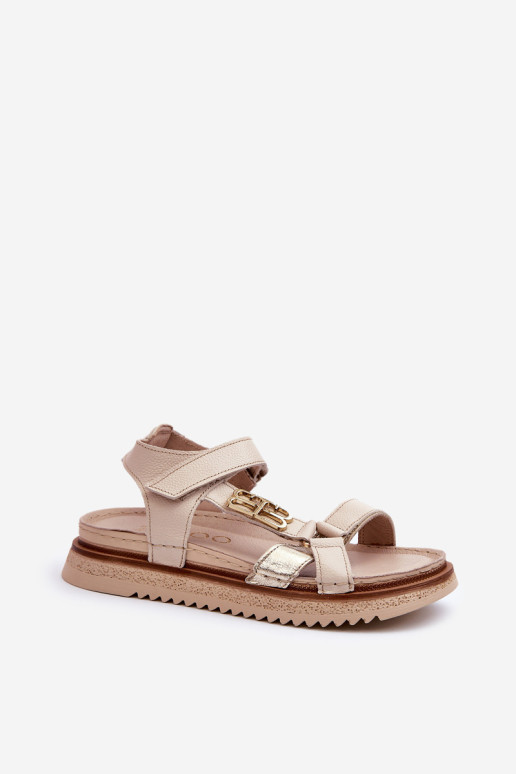 Zazoo 50103 moteriški odiniai sandalai ant platformos, smėlio spalvos