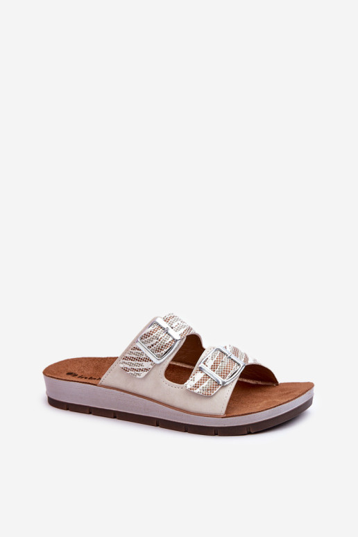Patogūs moteriški šlepetės su sagtimis Inblu CP000045 Beige