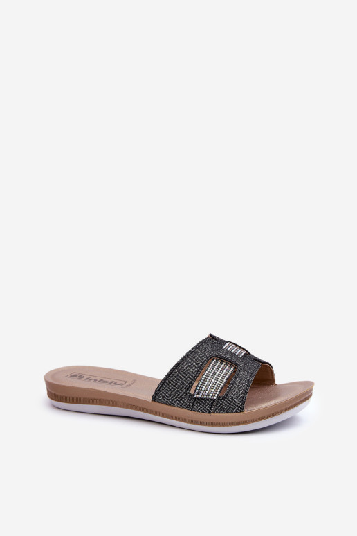 Patogūs blizgūs moteriški šlepetės Inblu BA000050 juodi