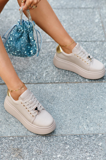 Moteriški odiniai sportbačiai ant platformos Beige Vinceza 66700