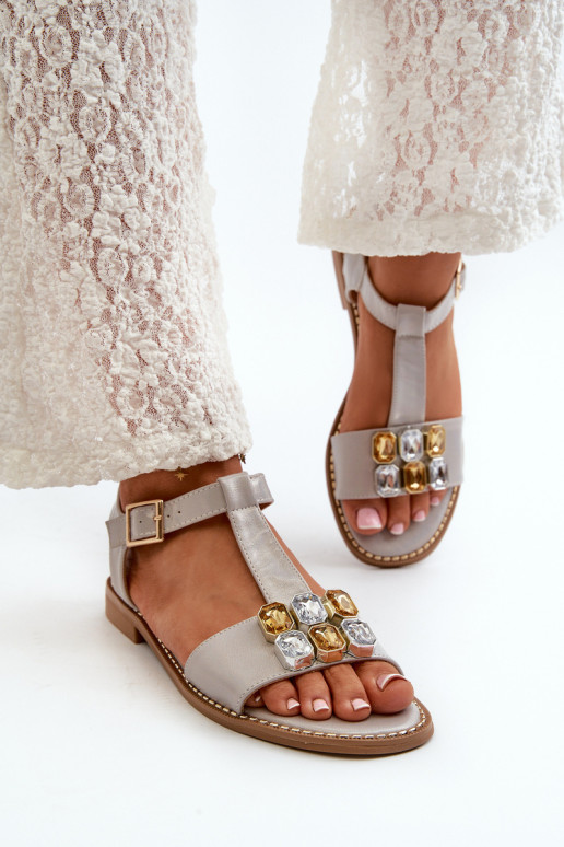 Elegantiški moteriški sandalai su dekoratyvinėmis detalėmis S.Barski KV27-030 Beige