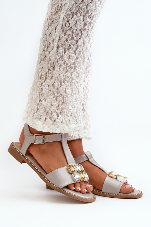 Elegantiški moteriški sandalai su dekoratyvinėmis detalėmis S.Barski KV27-030 Beige