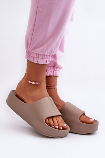 Moteriškos rudos „Airaplea“ putplasčio platformos šlepetės 2