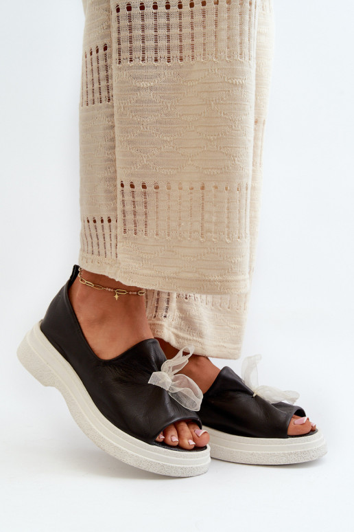 Zazoo 2939 moteriškos odinės basutės su lankeliu, juodos