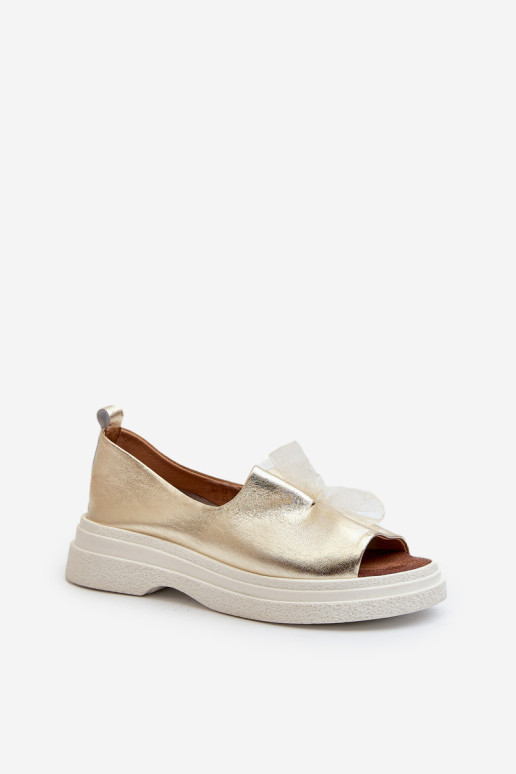 Zazoo 2939 moteriški odiniai sandalai su lankeliu, auksiniai