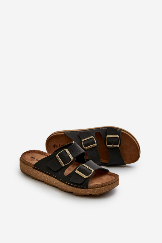 Lengvi, patogūs vyriški šlepetės su sagtimis Inblu MT000016 juoda