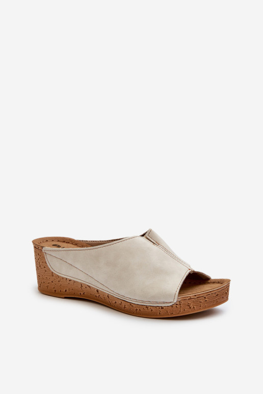 Patogios moteriškos pleištinės šlepetės Inblu NG000002 smėlio spalvos