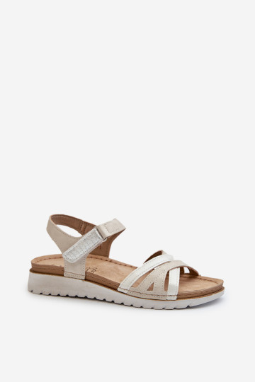 Patogūs ir lengvi moteriški sandalai su Velcro Inblu CN000041 smėlio ir sidabro spalvos 2