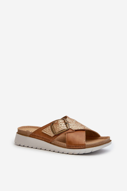 Patogūs moteriški šlepetės su sagtimi Inblu CN000032 Camel