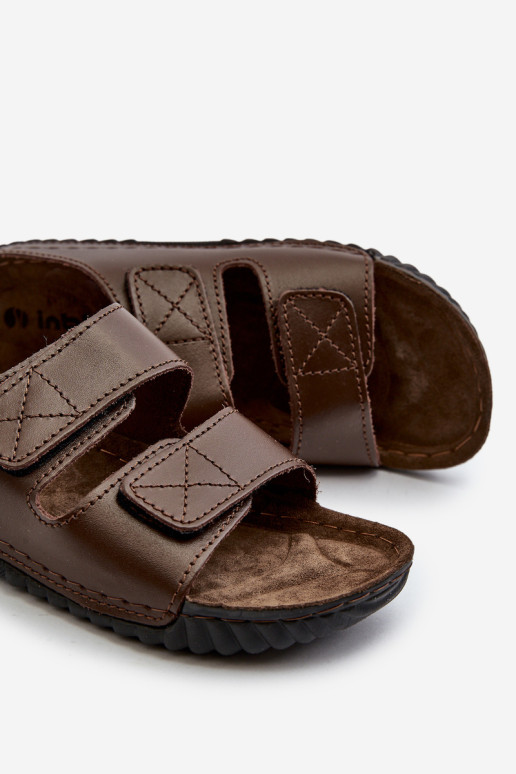 Patogūs vyriški šlepetės su lipnia juostele Inblu FM00001U Tamsiai ruda