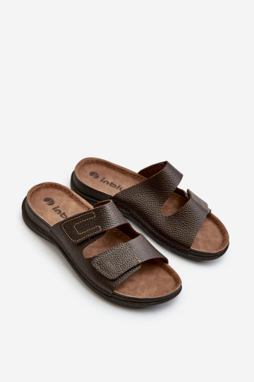 Patogūs vyriški šlepetės su lipnia juostele Inblu GV00002I tamsiai ruda 2