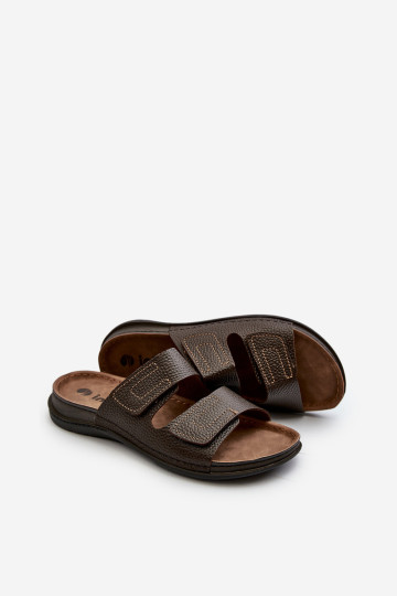 Patogūs vyriški šlepetės su lipnia juostele Inblu GV00002I tamsiai ruda