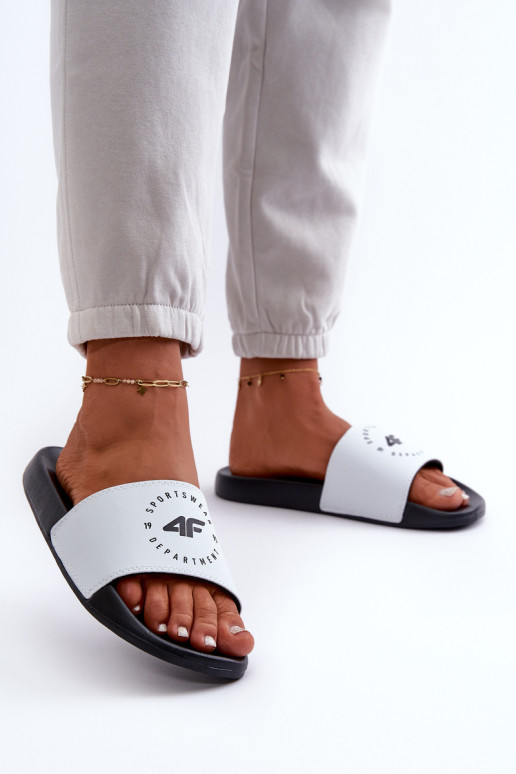 Moteriškos šlepetės 4FMM00FFLIF044A-10S baltos ir juodos