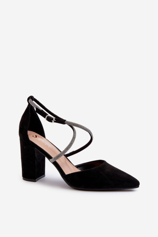 Eco Suede aukštakulniai pompos su kubiniais cirkoniais, Black Lagra