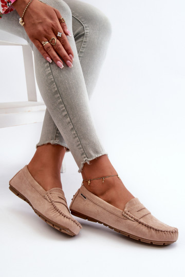 Moteriški „Eco Suede“ mokasinai smėlio spalvos „Rerteria“.