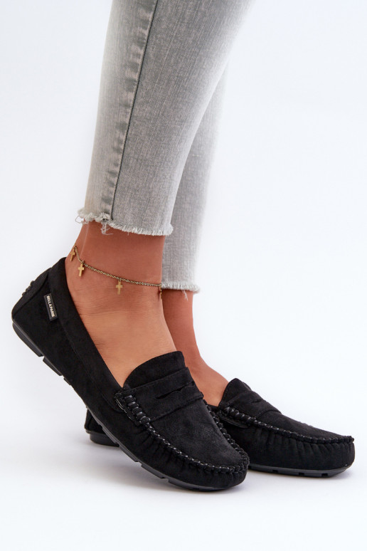 Moteriški mokasinai, pagaminti iš „Eco Suede“ juodos spalvos „Rerceria“.