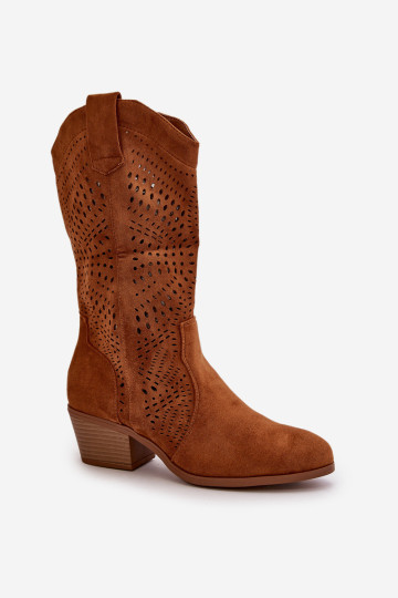 Ažūriniai moteriški kaubojiški batai su „Camel Iceda“ aukštakulniais 2