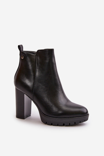 Moteriški izoliuoti batai ant aukšto kulno, užsegami užtrauktuku, juodos spalvos Bioria 2