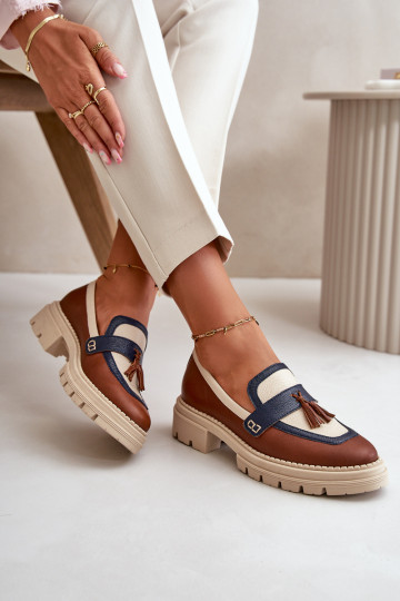 Moteriški odiniai mokasinai, rudi Laura Messi 2835