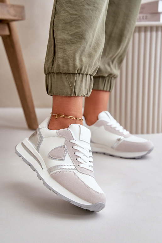 Moteriški sportbačiai su blizgučiais balta Velaniela