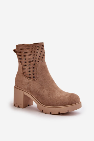Moteriški aukštakulniai batai su užtrauktuku, smėlio spalvos Eco Suede Rashmi 2