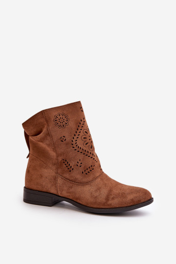 Moteriški ažūriniai žemaauliai, užsegami užtrauktuku, ruda Irinette 2