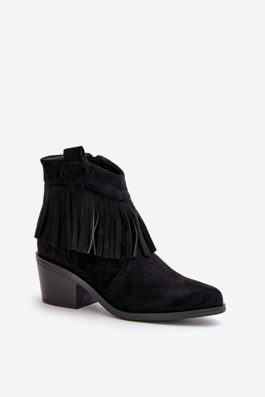 Moteriški kaubojiški batai su užtrauktuku Eco Suede Black S.Barski HY42-127