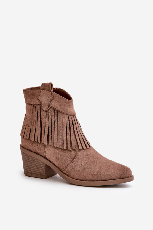 Moteriški kaubojiški batai su užtrauktuku Eco Suede Brown S.Barski HY42-127
