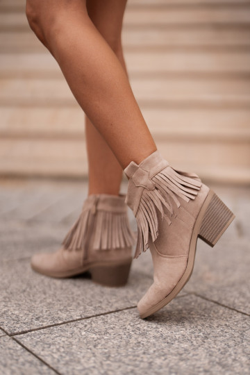 Moteriški kaubojiški batai su užtrauktuku Eco Suede Beige S.Barski HY42-127 2