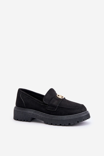 Moteriški Brogues mokasinai su aukso detalėmis, juoda Arilva 2