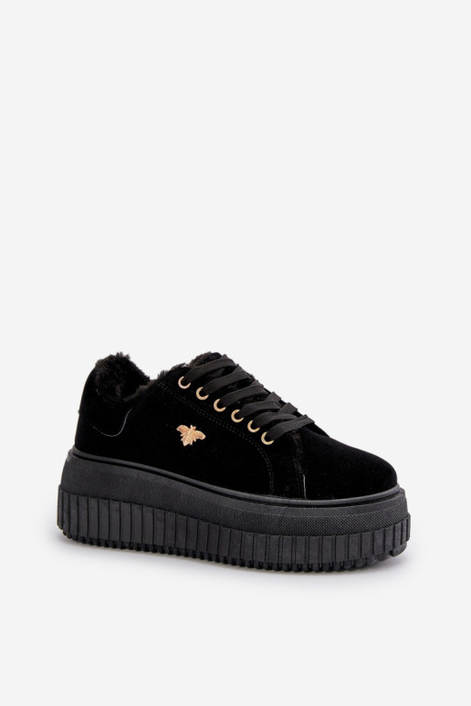 Moteriški izoliuoti sportbačiai ant storo pado su aukso spalvos detalėmis, juoda Lotira