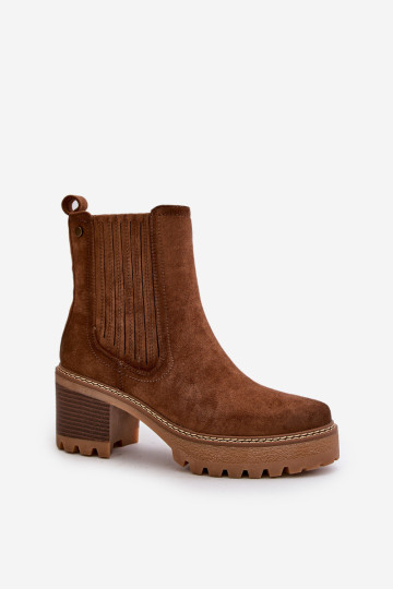 Moteriški aukštakulniai batai iš Eco Suede, šiltai rudos spalvos Nevitas 2