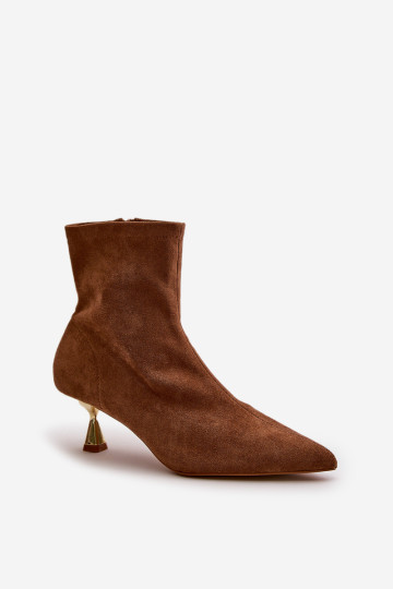 Ekologiški zomšiniai moteriški aukštakulniai batai su kupranugariais irithare smailiais pirštais 2