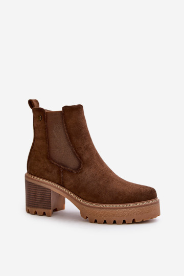 Moteriški izoliuoti batai ant aukšto kulno Eco Suede Brown Irissinae 2