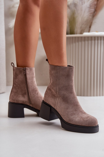 Eco Suede moteriški kulkšnies batai, izoliuoti, tamsiai smėlio spalvos, Meriluna