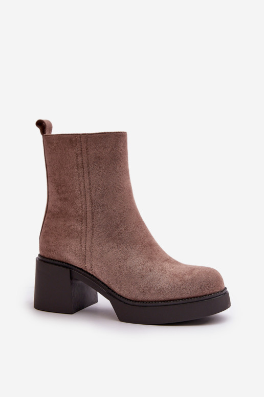 Eco Suede moteriški kulkšnies batai, izoliuoti, tamsiai smėlio spalvos, Meriluna
