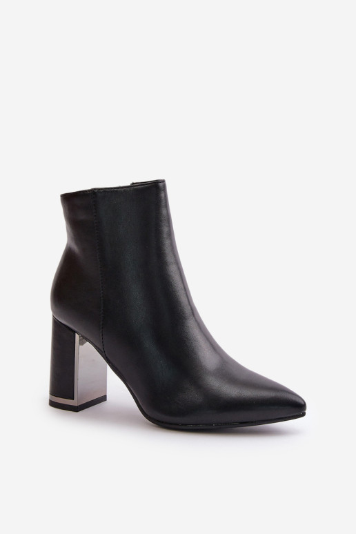 Moteriški kulkšnies batai ant aukšto kulno, užsegami užtrauktuku, izoliuota eko oda, juodas Mevair