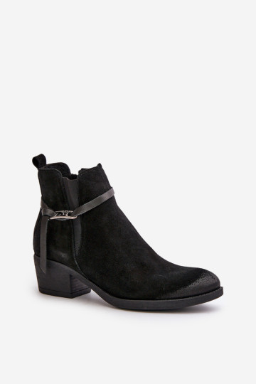 Zazoo 60478 Zomšiniai aukštakulniai batai, izoliuoti, užsegami užtrauktuku, juodi 2