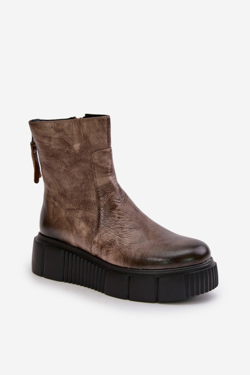 Zazoo 60369 moteriški odiniai batai ant platformos, tamsiai smėlio spalvos