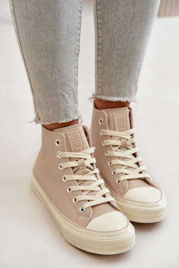 Moteriški izoliuoti sportbačiai iš ekologiškos odos smėlio spalvos Big Star OO274934