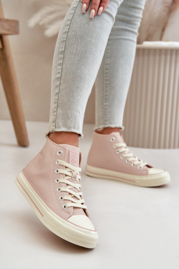 Moteriški izoliuoti sportbačiai iš ekologiškos odos rožinės spalvos Big Star OO274933 2