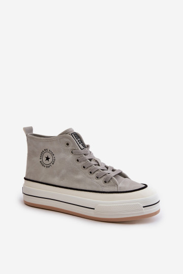 Izoliuoti moteriški sportbačiai ant ekologiškos odos platformos Big Star OO274070 pilka 2