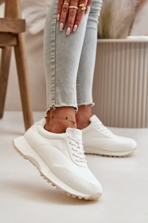 Moteriški sportbačiai sportiniai batai iš ekologiškos odos Big Star OO274023 Hi-Poly System White