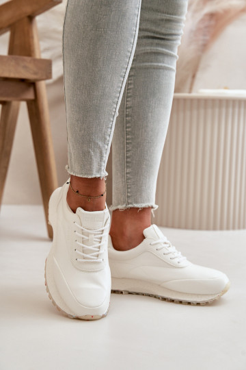 Moteriški sportbačiai sportiniai batai iš ekologiškos odos Big Star OO274023 Hi-Poly System White