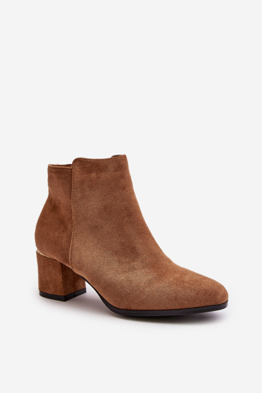 Eco Suede aukštakulniai batai užsegami Camel Sairis užtrauktuku