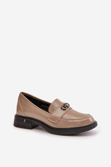 Moteriški lakinės odos mokasinai Khaki Vinceza 58409 2