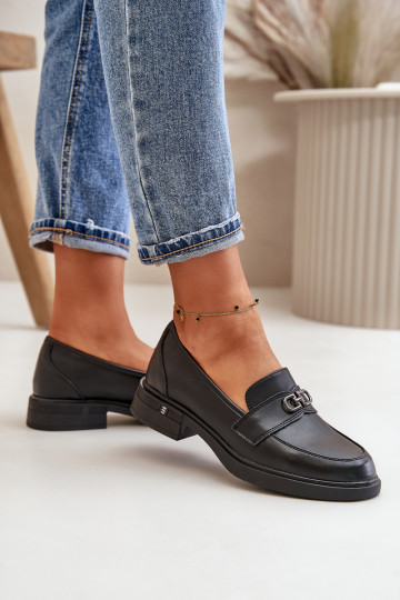 Moteriški mokasinai, pagaminti iš natūralios odos Juoda Vinceza 58409