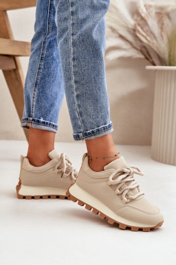 Sportiniai bateliai Sportiniai bateliai ant platformos pagaminti iš eko odos, Beige Riadella